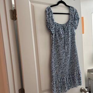 Wild Fable Blue and White Ruffled Midi Dress